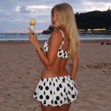 Women Polka Dot Printed Cami Top & Bud Shorts Two-Piece Outfit