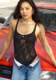 Women Beaded Dolphin Camisole Mesh Top
