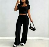 Women Short Sleeve Top and Pant Casual Two Pieces