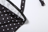 Women Summer Polka Dot Print Sleeveless Halter Neck Jumpsuit