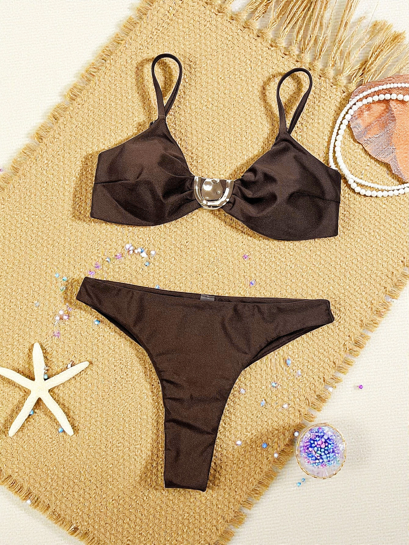 Lace-Up Two-Piece Bikini Swimsuit for Holiday Beachwear