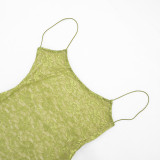 Women Summer Sexy Lace Patchwork Camisole Backless Dress