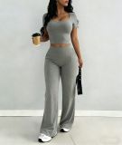 Women Short Sleeve Top and Pant Casual Two Pieces
