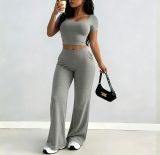 Women Short Sleeve Top and Pant Casual Two Pieces