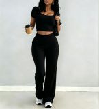 Women Short Sleeve Top and Pant Casual Two Pieces