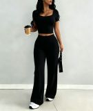 Women Short Sleeve Top and Pant Casual Two Pieces