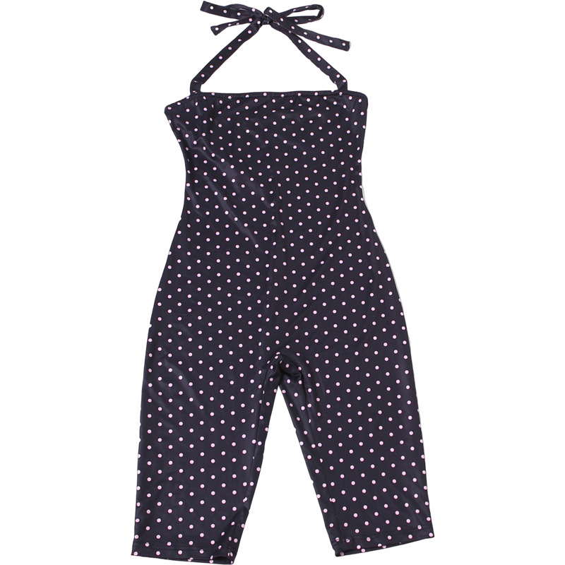 Polka Dot Halter Sleeveless Jumpsuit for Summer Events