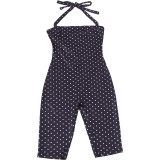 Women Summer Polka Dot Print Sleeveless Halter Neck Jumpsuit