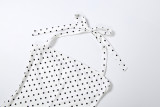 Women Summer Polka Dot Print Sleeveless Halter Neck Jumpsuit