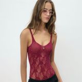 Women Beaded Dolphin Camisole Mesh Top