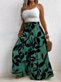 Plus Size Women Summer Printed Wide Leg Pants
