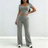 Women Short Sleeve Top and Pant Casual Two Pieces