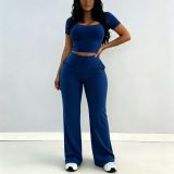 Women Short Sleeve Top and Pant Casual Two Pieces
