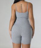 Women Camisole Sexy One Piece Ribbed V Neck Casual Jumpsuit