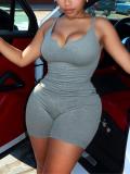 Women Camisole Sexy One Piece Ribbed V Neck Casual Jumpsuit