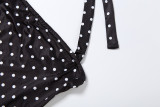 Women Summer Polka Dot Print Sleeveless Halter Neck Jumpsuit