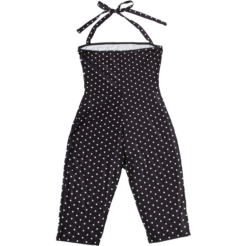 Polka Dot Halter Sleeveless Jumpsuit for Summer Events