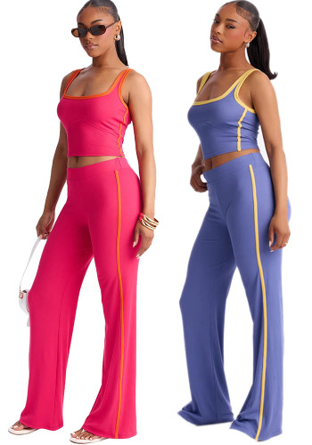 Women Color Block Top and Pant Two Pieces
