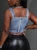 Women Sexy Summer Camisole Denim Top