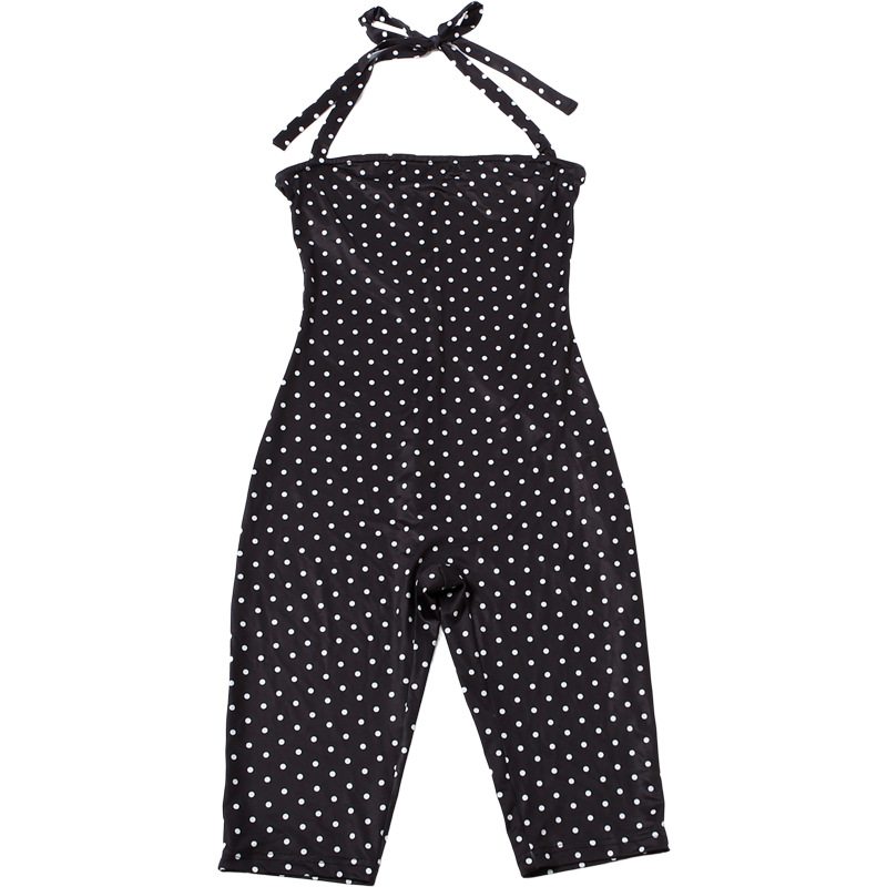 Polka Dot Halter Sleeveless Jumpsuit for Summer Events