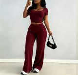 Women Short Sleeve Top and Pant Casual Two Pieces