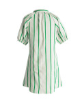Women V Neck Stripe Summer Puff Sleeve Shirt Dress