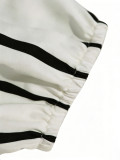 Women V Neck Stripe Summer Puff Sleeve Shirt Dress