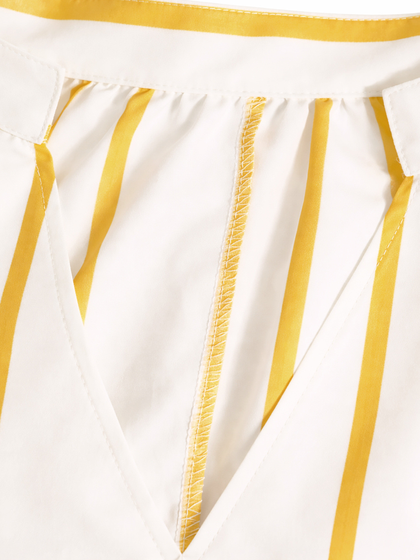 Striped V-Neck Puff Sleeve Shirt Dress for Summer