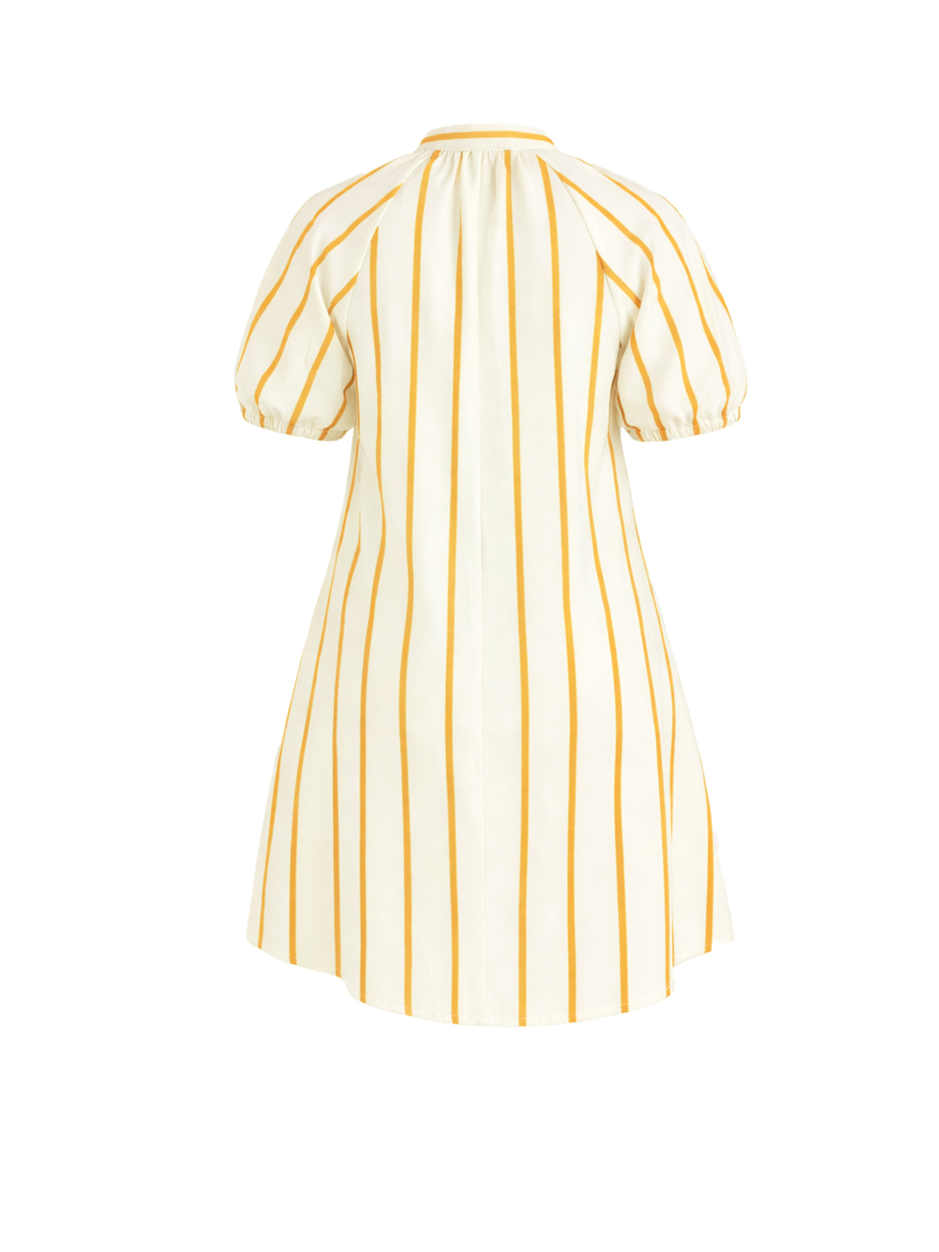 Striped V-Neck Puff Sleeve Shirt Dress for Summer
