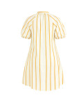 Women V Neck Stripe Summer Puff Sleeve Shirt Dress