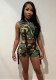Women Sexy Casual Printed Camouflage Vest Shorts Two Pieces