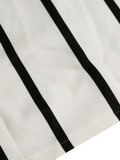 Women V Neck Stripe Summer Puff Sleeve Shirt Dress
