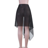 Women Summer Casual Solid See-Through Skirt