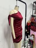 Women Slash Shoulder Irregular Dress