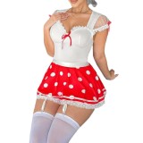 Sexy Lingerie Women Polka Dot Erotic Dress Set