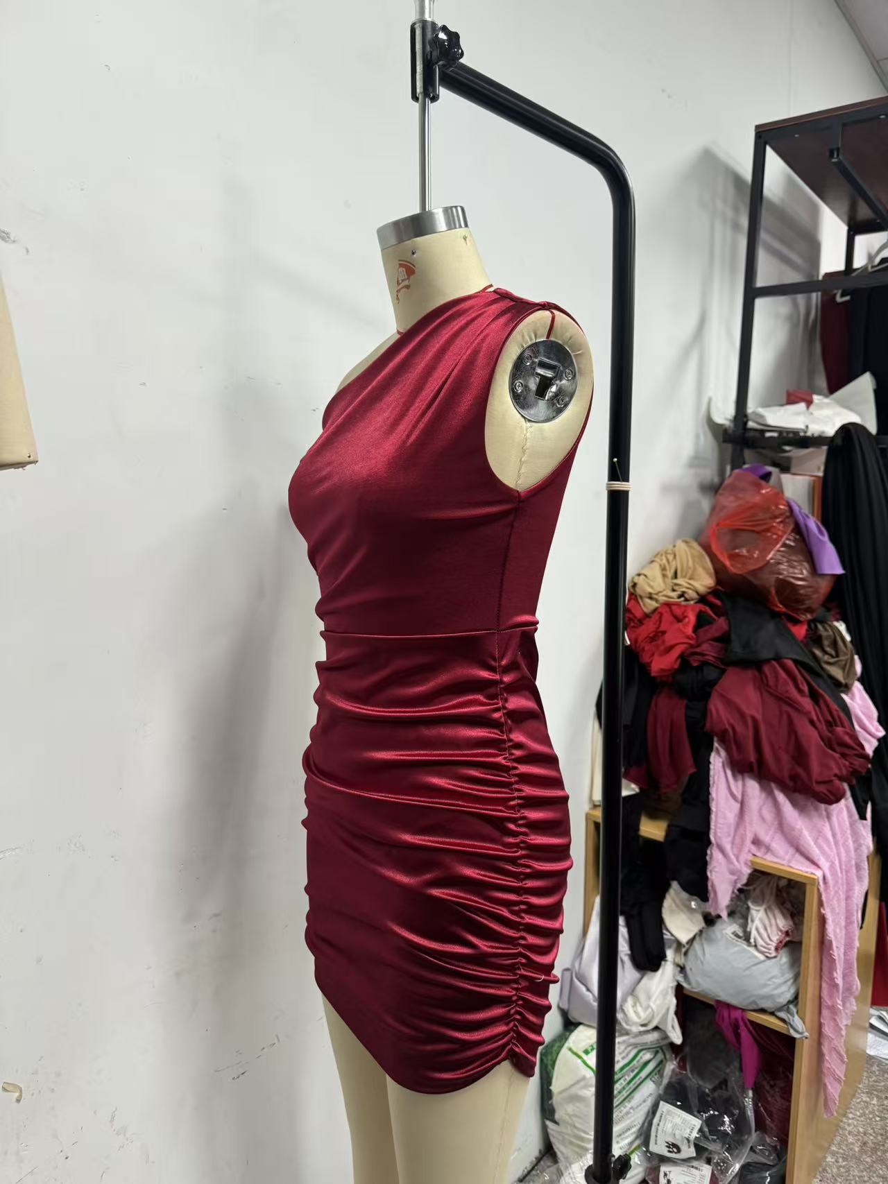 Slash Shoulder Irregular Dress for Evening Parties