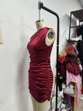 Women Slash Shoulder Irregular Dress