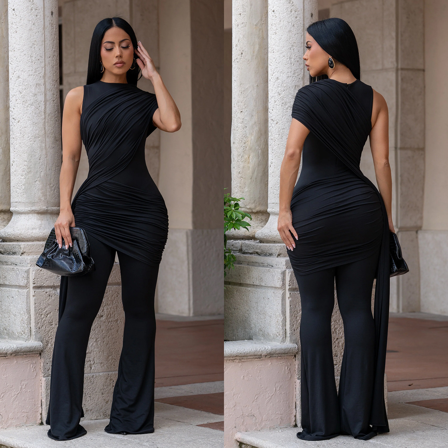 Tie Waist Bodycon Jumpsuit for Evening Events
