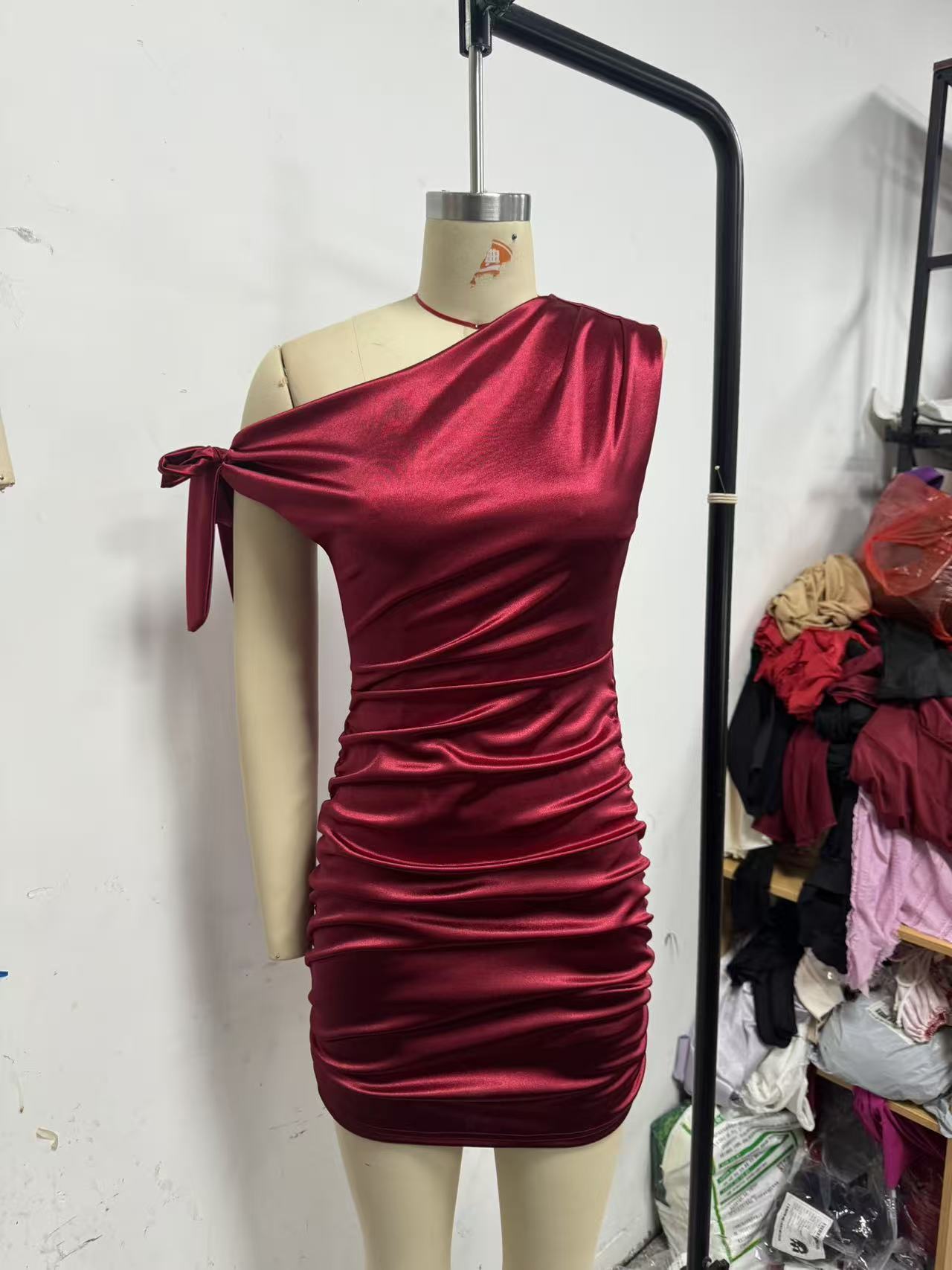Slash Shoulder Irregular Dress for Evening Parties