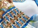 Women Summer Multi-Color Printed Strap Lace-Up Deep V Slim Waist Dress（Processing time need 3-6 days）