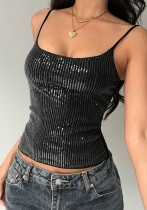 Women Sequin Strap Crop Top Women Sequin Strap Crop Top