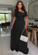 Women Slim Waist Low Back Slash Shoulder Bodycon Dress