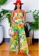 Women Summer Printed Strapless Top Wide-Leg Pants Beach Casual Set（Processing time need 3-6 days）