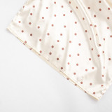 Women Summer Polka Dot Strapless Low Back Ruched Bodycon Mini Dress