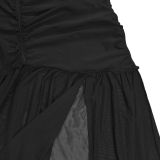 Women Fashion Sexy Off-Shoulder High Slit Strapless Dress