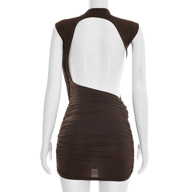 Sleeveless Irregular Ribbon Backless Dress for Summer Casual