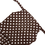 Women Spring Summer Fashion Low Back Polka Dot Print Halter Top
