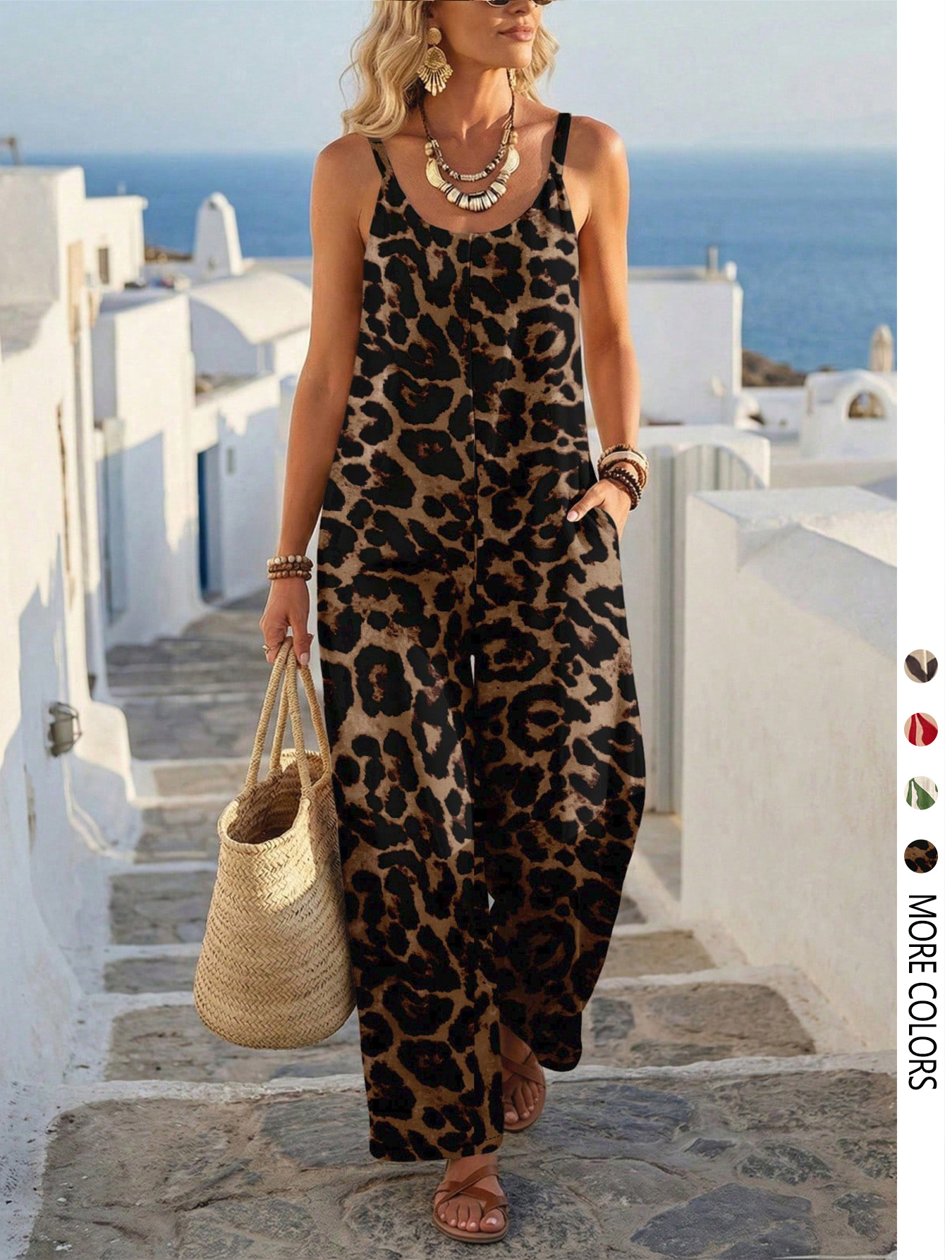 Bohemian Printed Camisole Jumpsuit for Casual Holidays