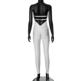 Women Strapless Tight Fitting Sexy Low Back Jumpsuit