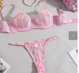 Sexy Lingerie Women See-Through Lace Mesh Patchwork Bra Two-Piece Set